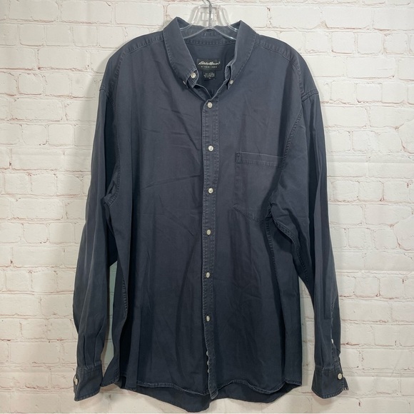 Vintage Eddie Bauer Shirt Mens Gray XL Long Sleeve Button Up Wrinkle Resistant - Picture 1 of 8